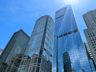 Downtown Cityscape Chicago Skyscrapers Reflective