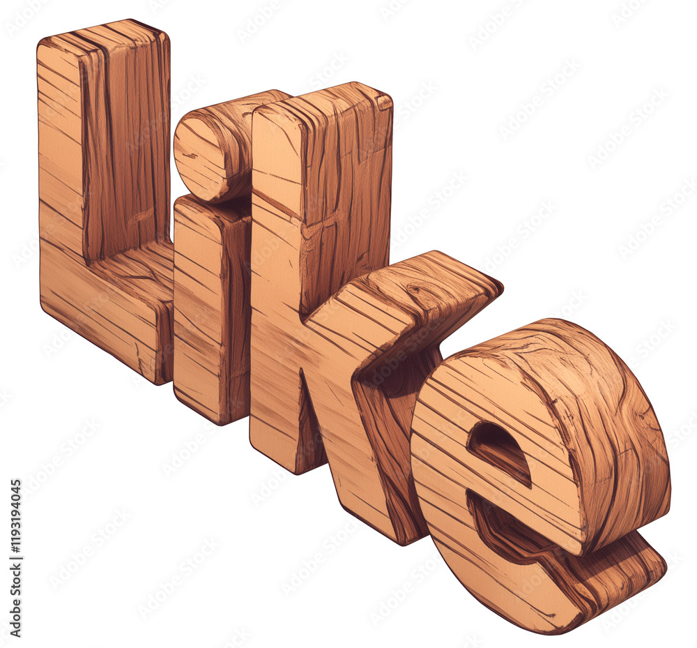 Poster wooden like icon with engraved texture isolated on transparency background, showcasing natural and r