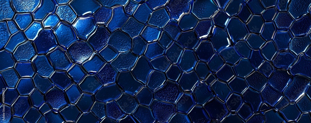 Poster dark blue navy hexagonal background featuring a radial center, enhanced with 3d illustration and 3d 