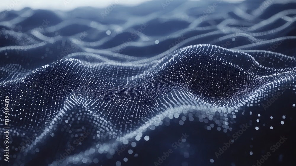 Aufkleber technology digital wave background concept. beautiful motion with waving dots and glowing defocused 