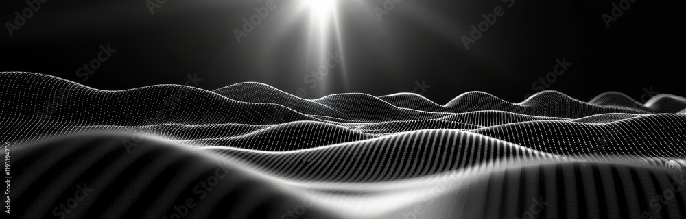 Poster wave 3d. wave of particles. futuristic point wave. design for poster. technology background