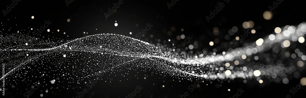 Poster wave in 3d. particle wave. future-oriented point wave. poster design. technology backdrop
