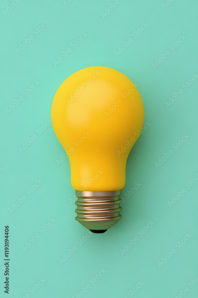 Sticker Bright yellow light bulb on a teal background, symbolizing creativity and energy in design and innovation.