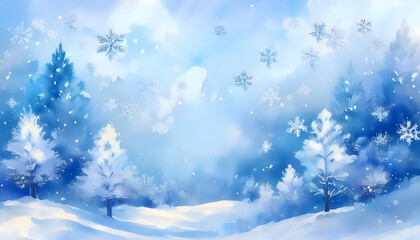 3D rendering watercolor illustration painting background, floating frolicking through the snow.