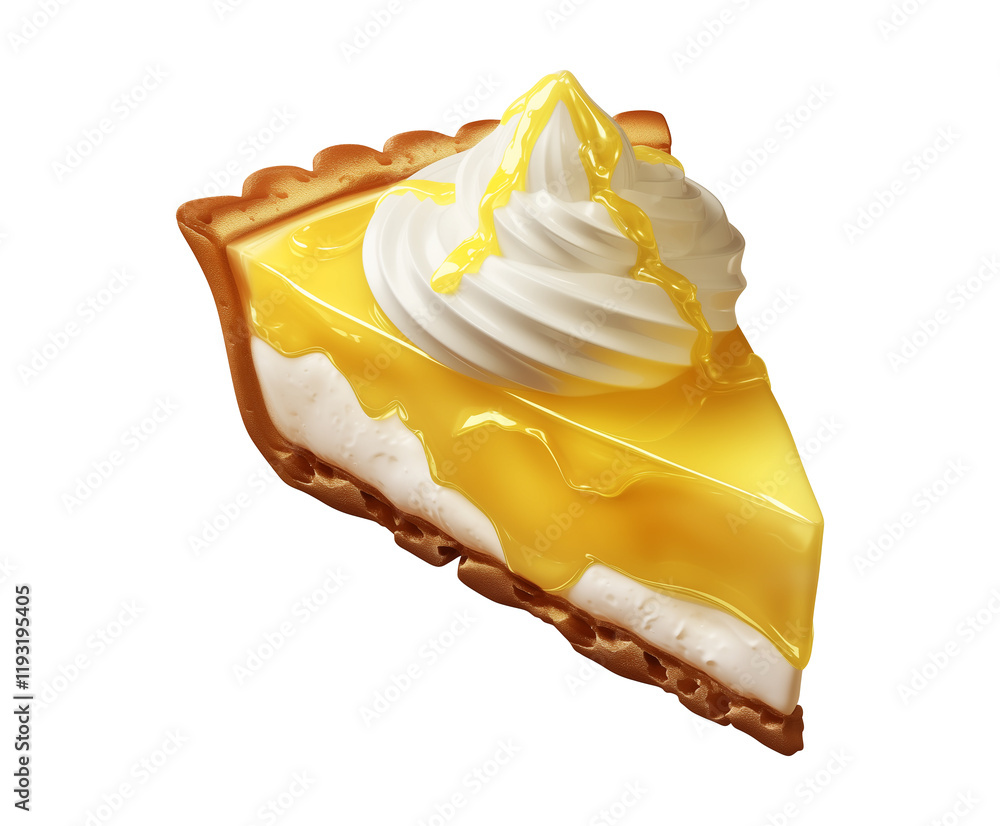 Aufkleber delicious slice of lemon meringue pie with golden crust and creamy topping, isolated on transparency