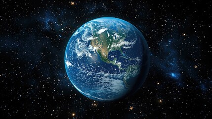 Obraz premium A Planet Seen from Space Comes Alive with Thick Atmosphere, Weather Systems, Oceans, Land Formations, and Two Orbiting Moons – Highly Detailed 8K Vision