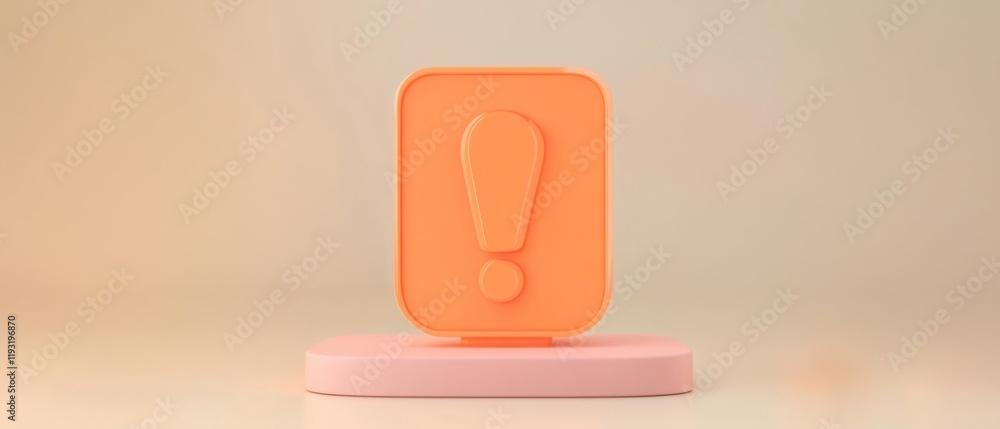 Poster a vibrant orange warning sign displayed on a soft pink base, perfect for concepts of alertness and c