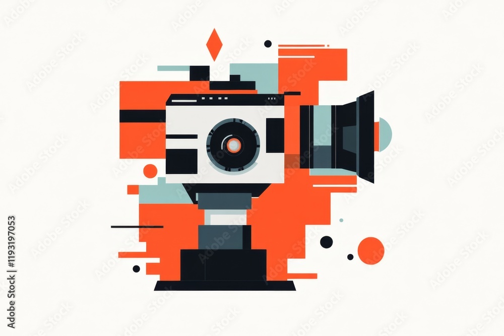 Aufkleber a flat design of a vhs tape icon with simple labeling and bold, blocky shapes, symbolizing nostalgia