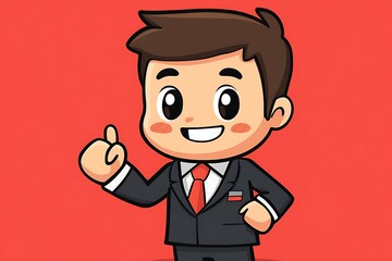 Cute Cartoon Sales Employee in Suit