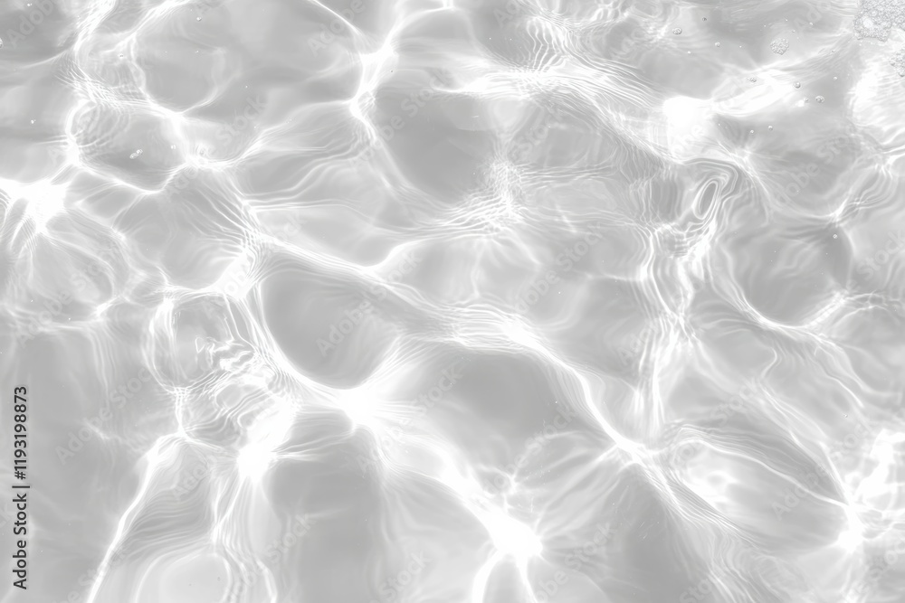 Poster sparkling water surface reflecting light, creating mesmerizing patterns and textures in a tranquil s