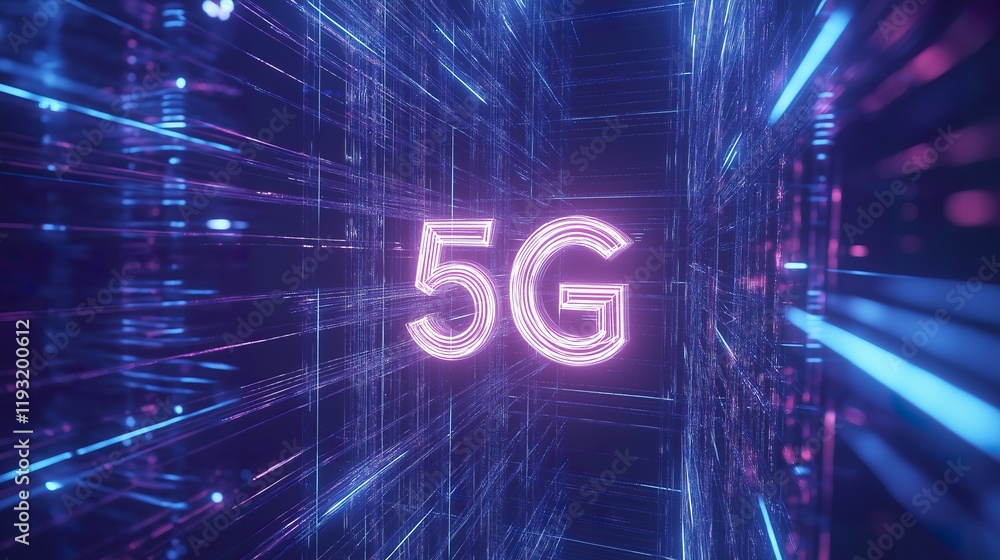 Canvas Prints 3d illustration of 5g network sign in cyberspace.