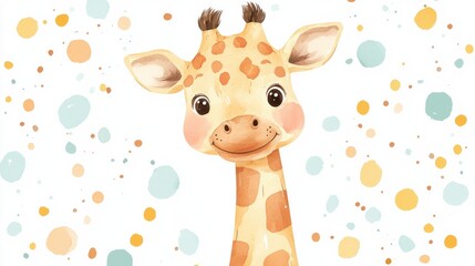 Upbeat giraffe illustration in a fun colorful jungle scene