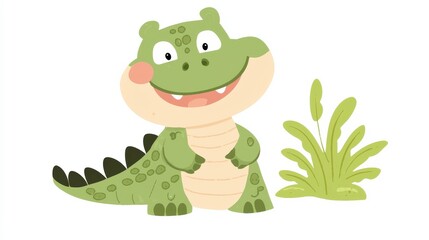 Fototapeta premium Charming jungle crocodile clipart adorable animal design