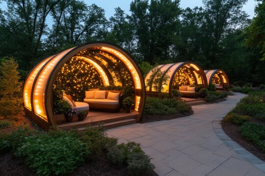 A magical vegetable garden with glowing carrots, sparkling vines, and pumpkins that emit a soft, otherworldly light under a crescent moon