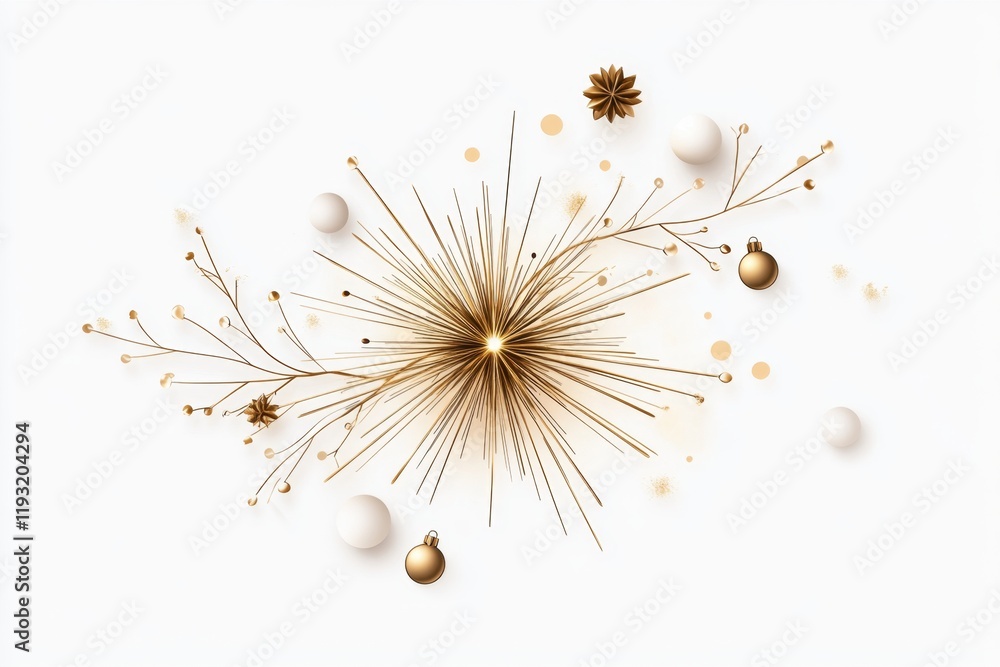 Aufkleber A minimalist vector of a single firework burst with thin, clean lines and a simple gold gradient on a white background