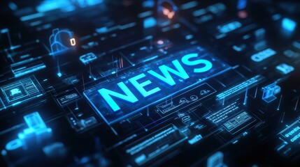 News text on virtual screen. News concept. 