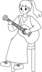 kid playing guitar outline coloring printable