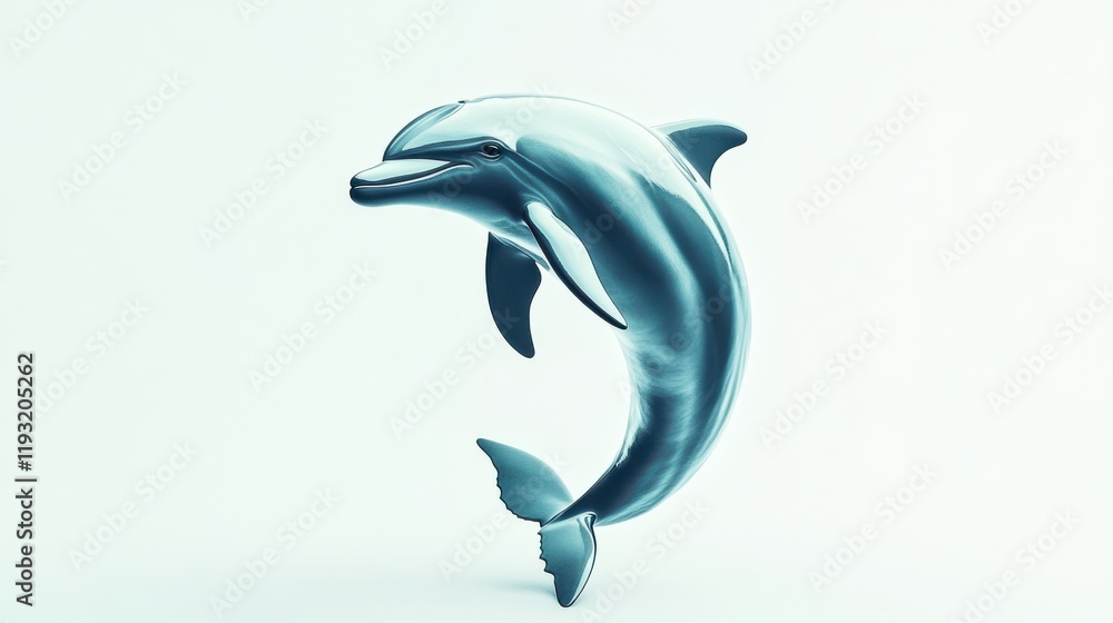 Poster Artistic Representation of a Dolphin in a Minimalistic Style Showcasing Graceful Movement and Fluidity Against a Soft Background for Design Inspiration