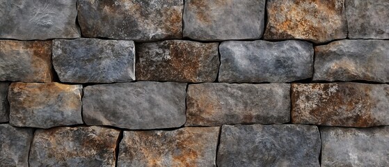 Fototapeta premium Texture, background, pattern. Natural stone wall is lined with gray stones.