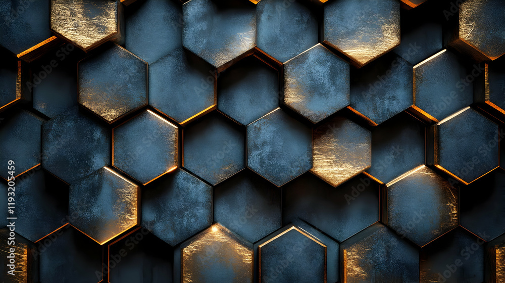 Poster dark and gold hexagonal geometric pattern background