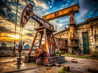 Abandoned Oil Pump Station, Rusting Metal, Urban Exploration Photography, Industrial Decay, Grunge Texture