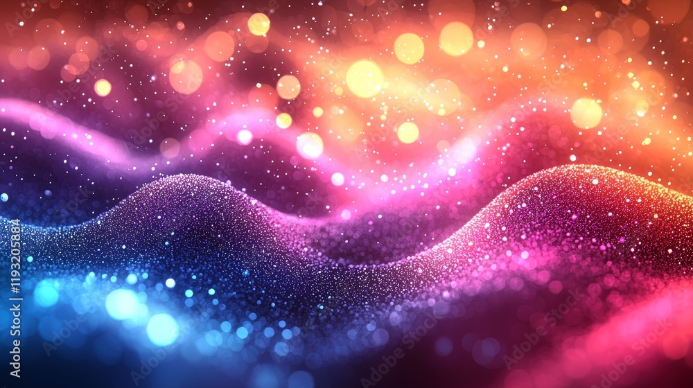 Poster dynamic and colorful waves of light form an abstract background in graphic design, creating a vibran