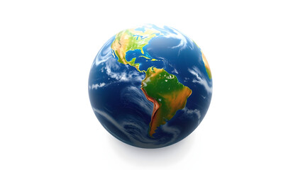 Fototapeta premium Earth planet concept hovering on a white background showing America panoramic