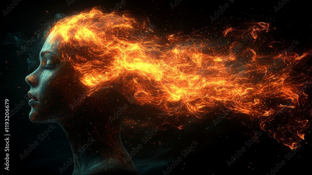 Poster imaginative concept captured in a digital artwork, depicting a close-up of a mystical entity in a su