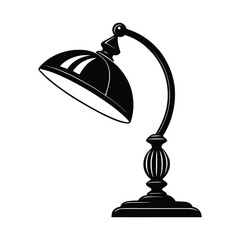 Table lamp icon. Silhouette lamp, Modern black home lamp with silhouette, logo isolated on white background. Table lamp icon designed  solid style  vector and web concept. Vector illustration. media