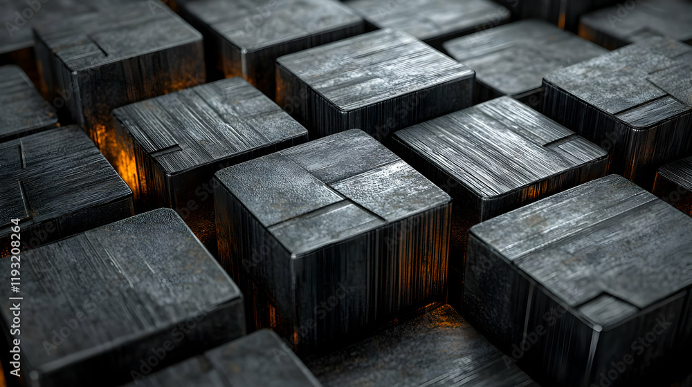 Poster dark metallic cubes abstract background texture