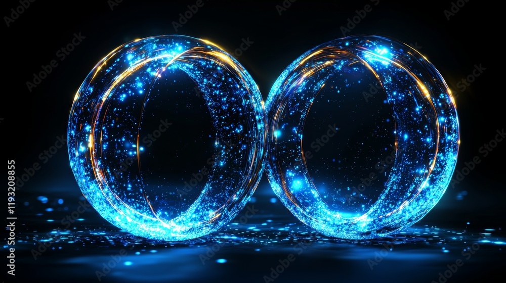 Poster futuristic energy portal activation in a digital realm with a sci-fi environment from a dynamic view