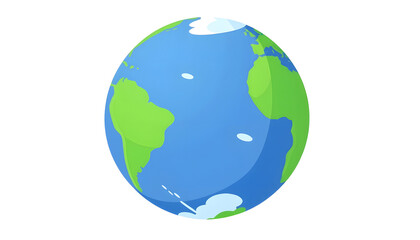 Illustration of the green planet earth on a white background . Earth day concept. World environment day, clipart style