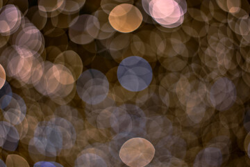 bokeh abstract background, modern abstract backdrop shining lights of golden New Year, copy cpace