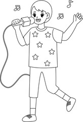 kid singing outline coloring printable for kid
