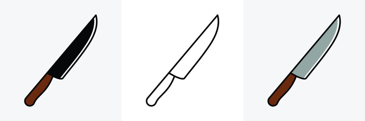 Set of kitchen knife icon collection. Knife symbol Vector Illustration.