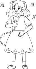 kid singing outline coloring printable for kid