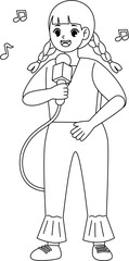 kid singing outline coloring printable for kid