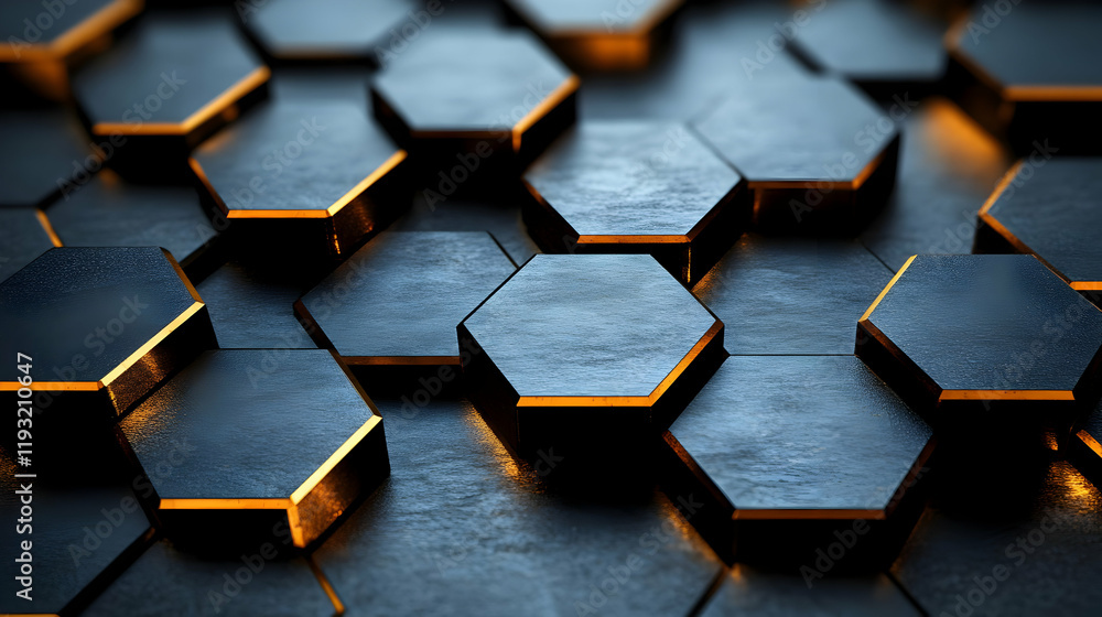 Poster dark metal hexagon pattern abstract background texture