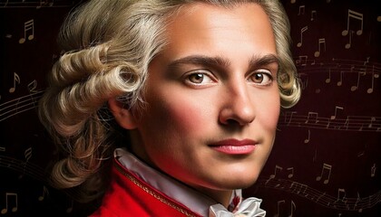 モーツァルト風イラスト；クラシック音楽