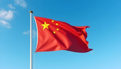 China flag waving against sky