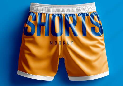 Sport Shorts Mockup &ndash; Top View of Athletic Shorts with Elastic Waistband for Fitness Apparel, Activewear Branding or Merchandise Display