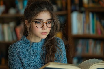 A female student pursuing higher education is using a laptop and studying from a book while sitting in a university cafe