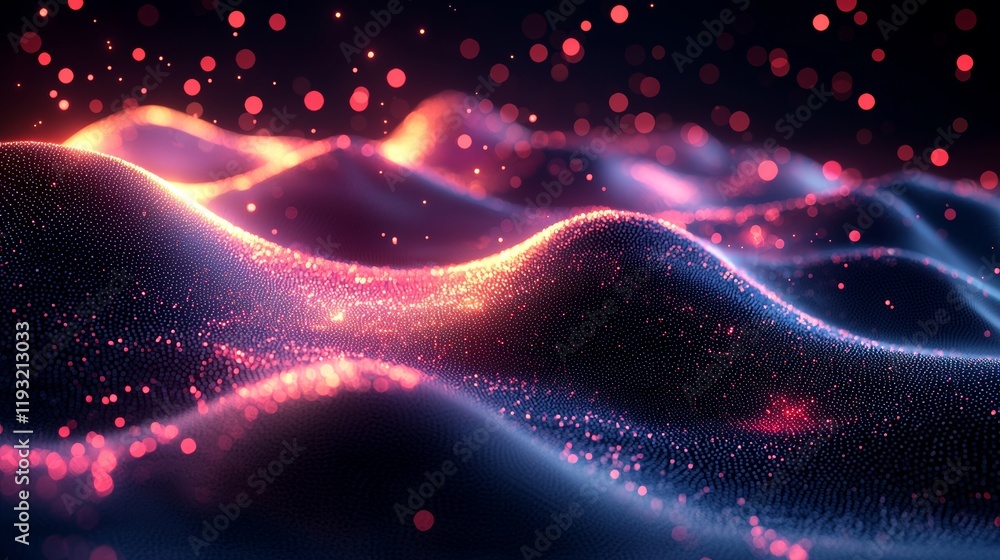 Poster dynamic light waves form an abstract composition in a modern digital art environment