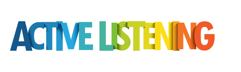 ACTIVE LISTENING colorful vector typography banner
