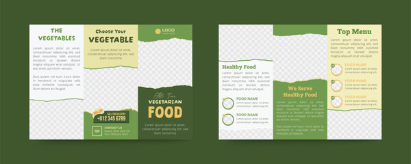 Fast food menu design template for restaurant trifold