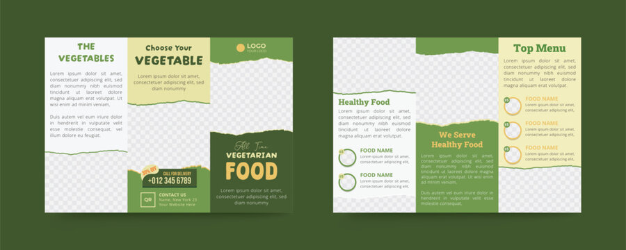 Fast food menu design template for restaurant trifold