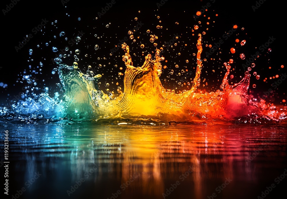 Poster dynamic motion graphics illustrate a vibrant soda explosion with a kaleidoscope of colorful splashes