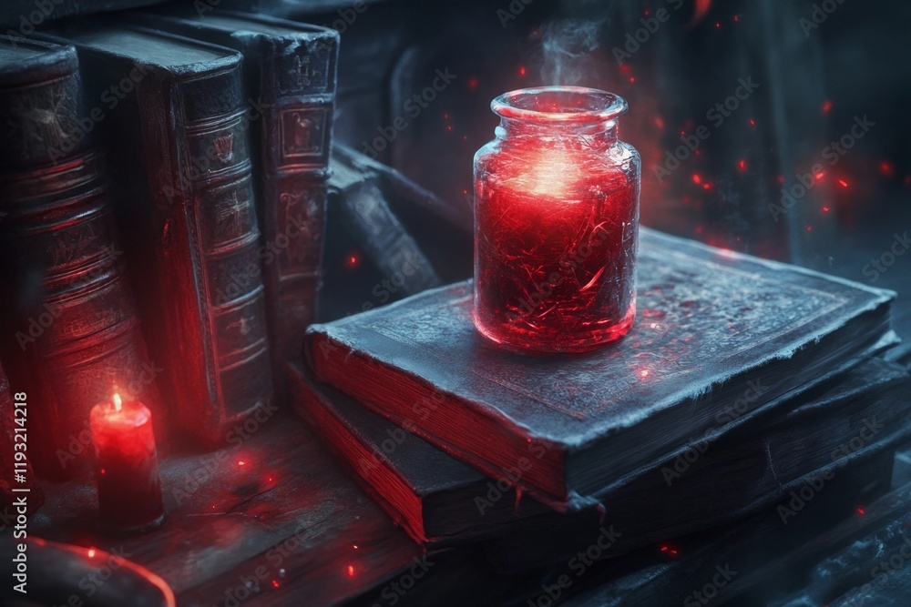Poster a vampire's lair hidden in an ornate library, with secret passages and ancient tomes glowing with fa