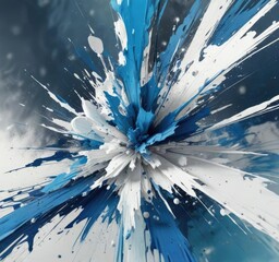 Abstract art with blue and white hues and splatters, hues, artwork, textured