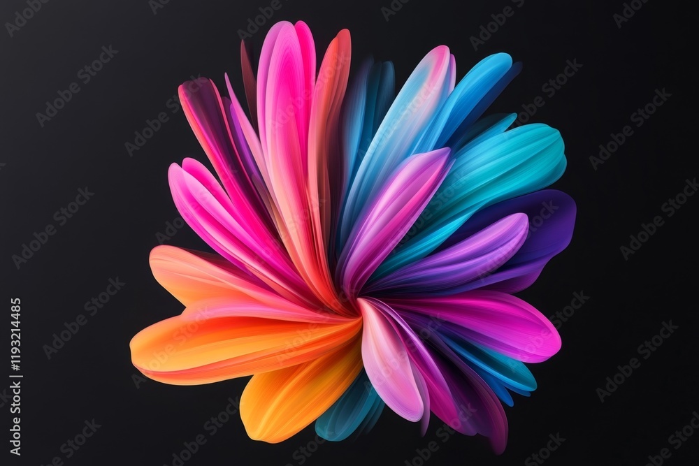 Poster A vector illustration of a single firework bursting with sharp, clean lines and vivid color gradients